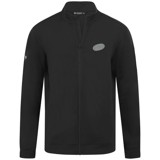 Black quarter-zip with metallic Hurricanes Primary logo on left chest