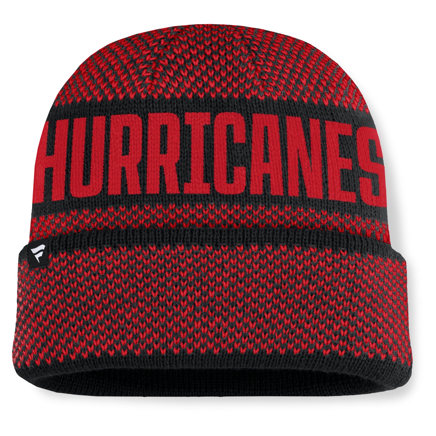 Back: Black beanie, red pattern, "HURRICANES" across back