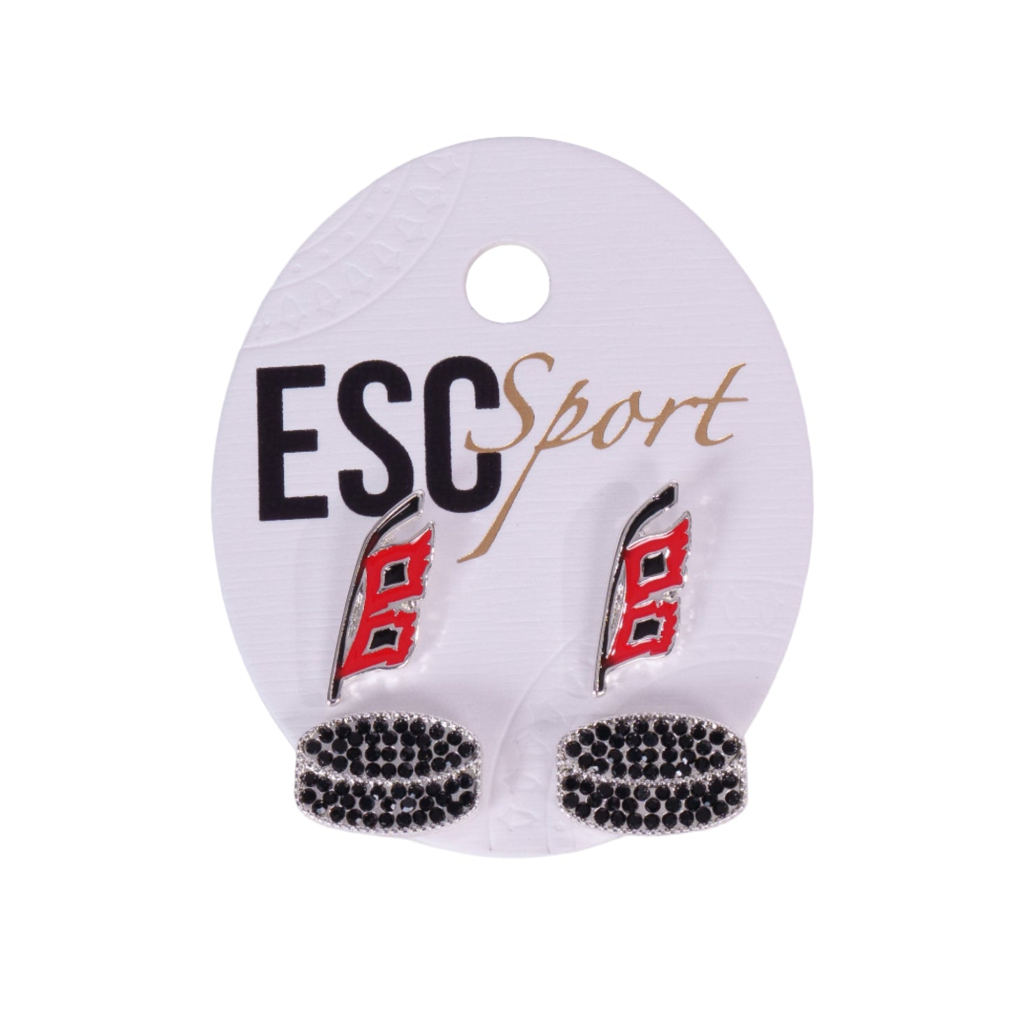 2-piece stud set; Hurricanes Flags logo set and sparkly Puck set