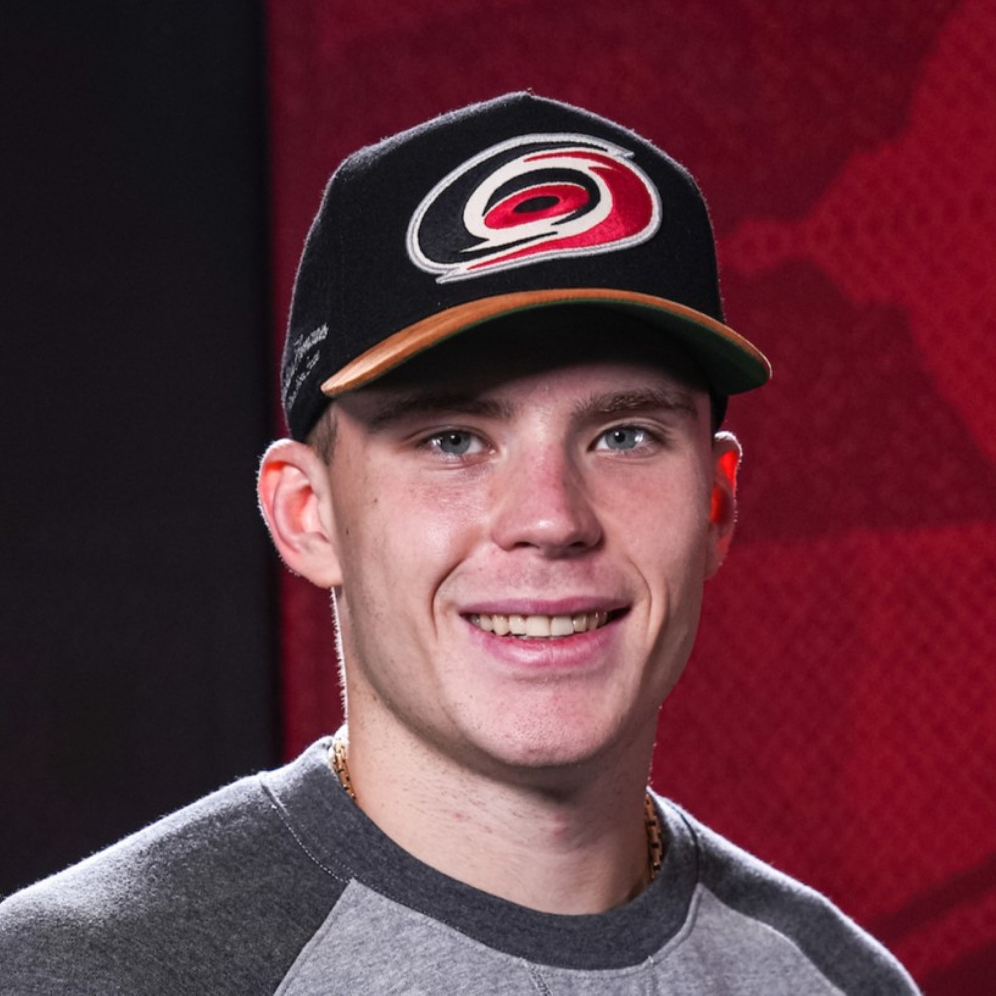 The hat being worn by Hurricanes defenseman Alexander Nikishin