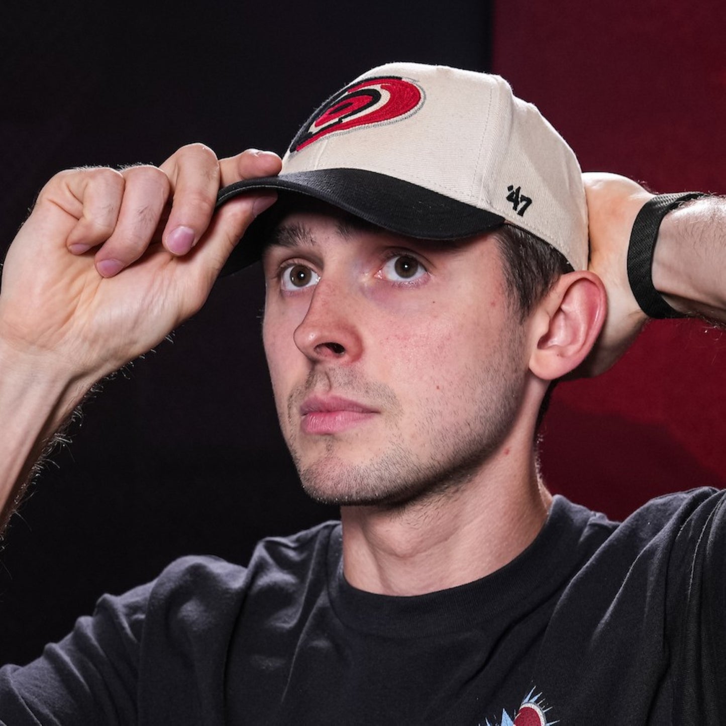 The hat being worn by Hurricanes goaltender Pyotr Kochetkov