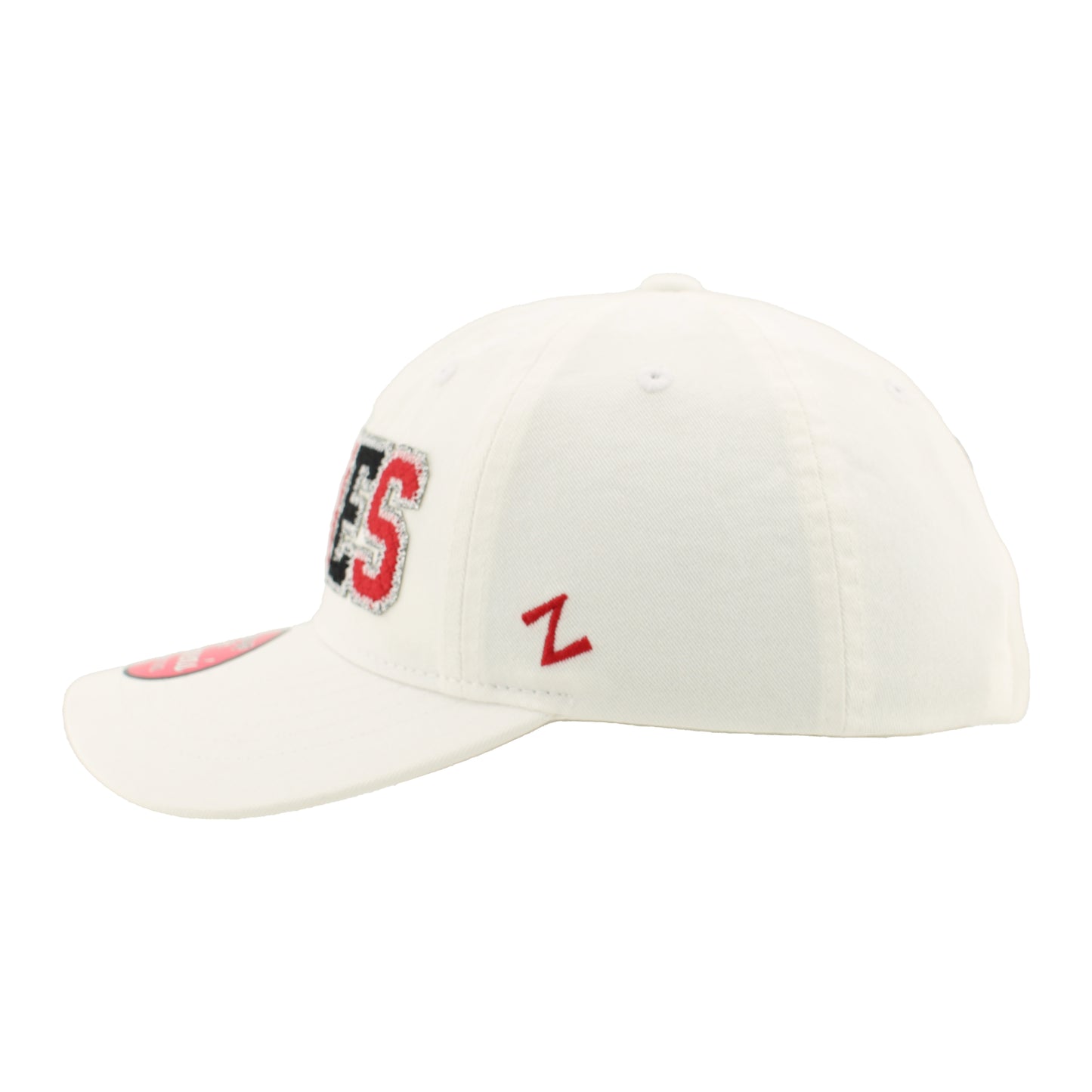 Left: White hat, red "Z" Zephyr logo on left side