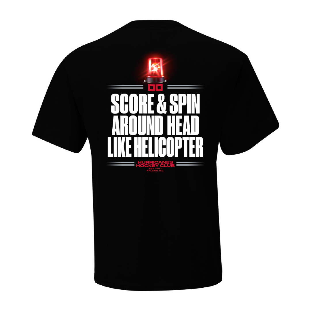 Back: Says "Score & Spin Around Head Like Helicopter" in white with goal lamp above