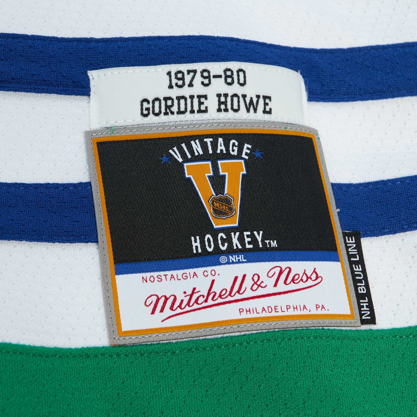 Close up of the Vintage Hockey tag at the waist