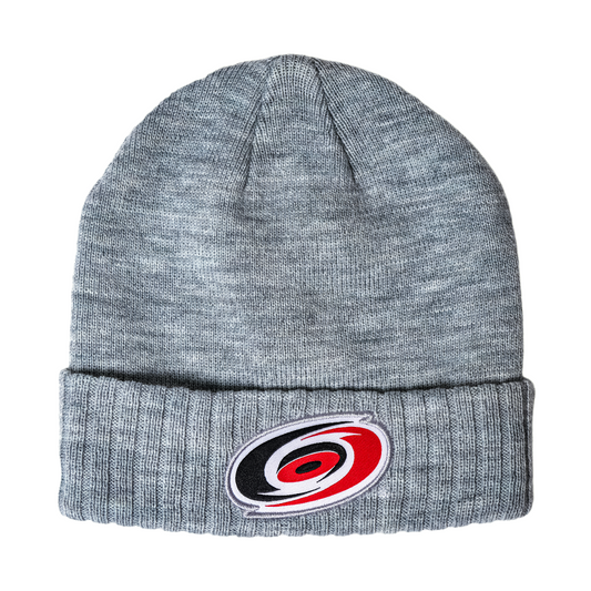 Gray cuffed beanie with Hurricanes primary logo on cuff