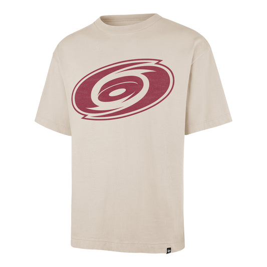 Front: Cream tee, red Primary logo on chest, 47 tag on left waist