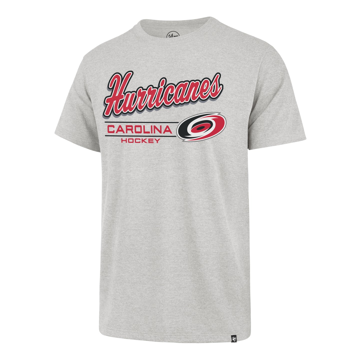 Front: Light gray tee, "Carolina Hurricanes Hockey" graphic with Primary logo across chest
