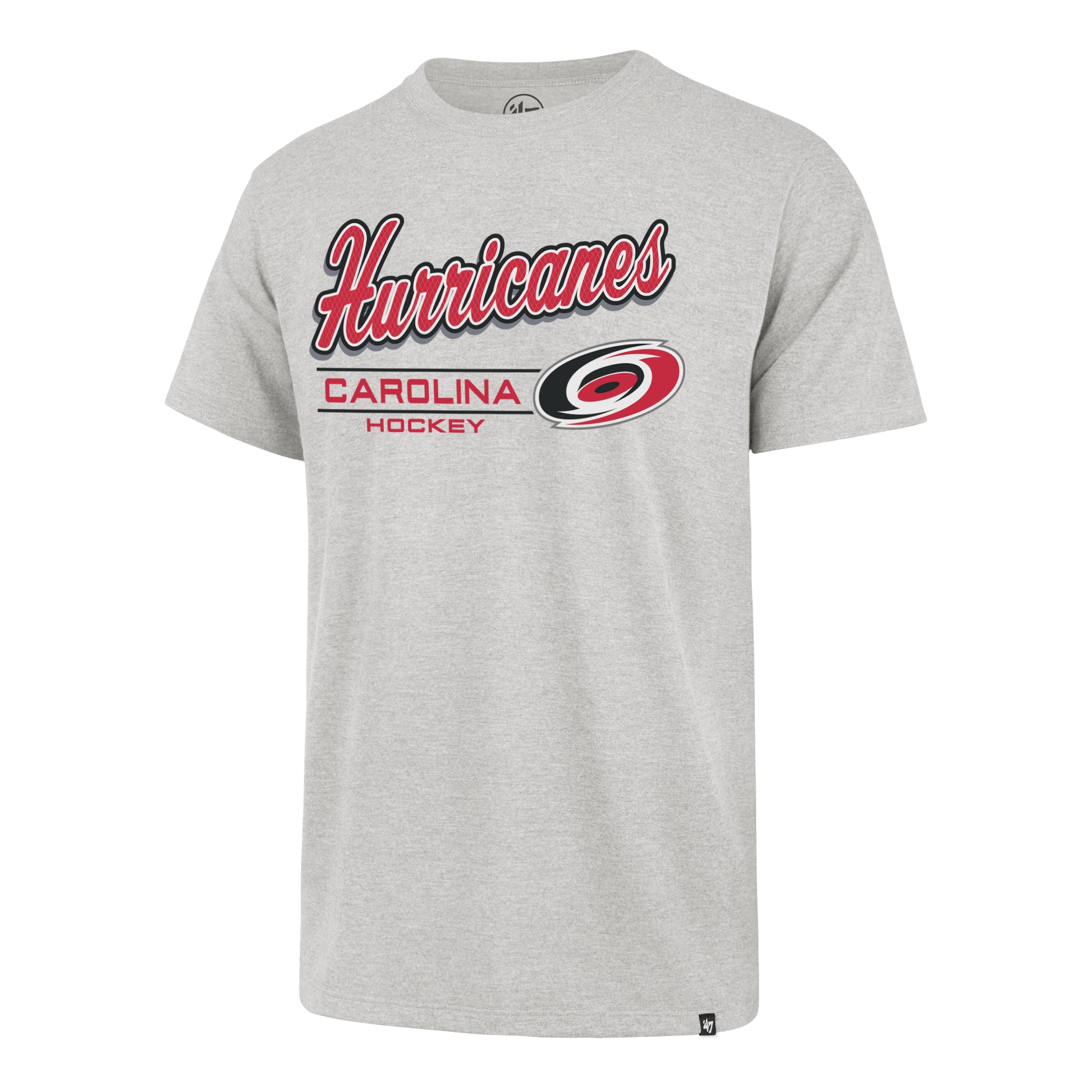 Front: Light gray tee, "Carolina Hurricanes Hockey" graphic with Primary logo across chest