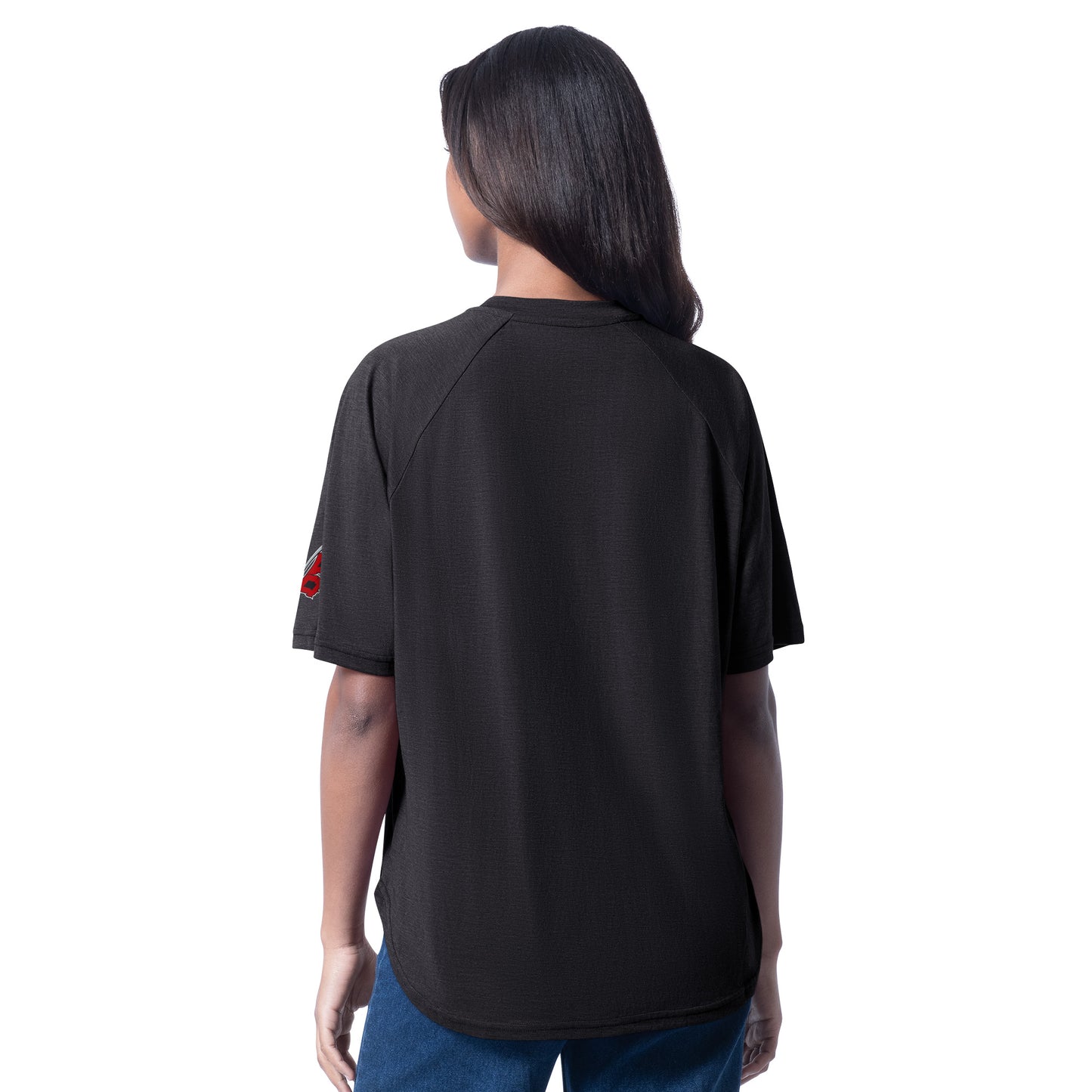 Back: Black tee, Flags logo on left sleeve
