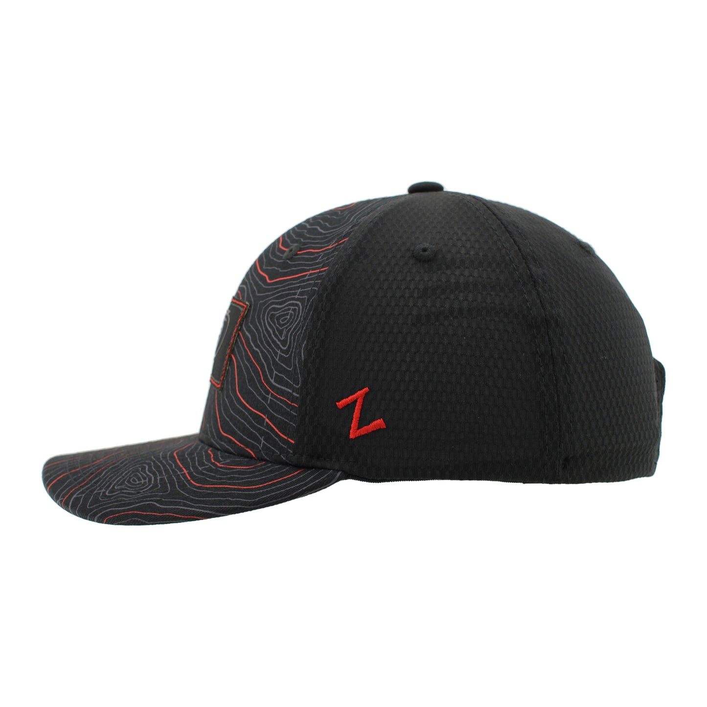 Left: Black hat, red "Z" Zephyr logo on side