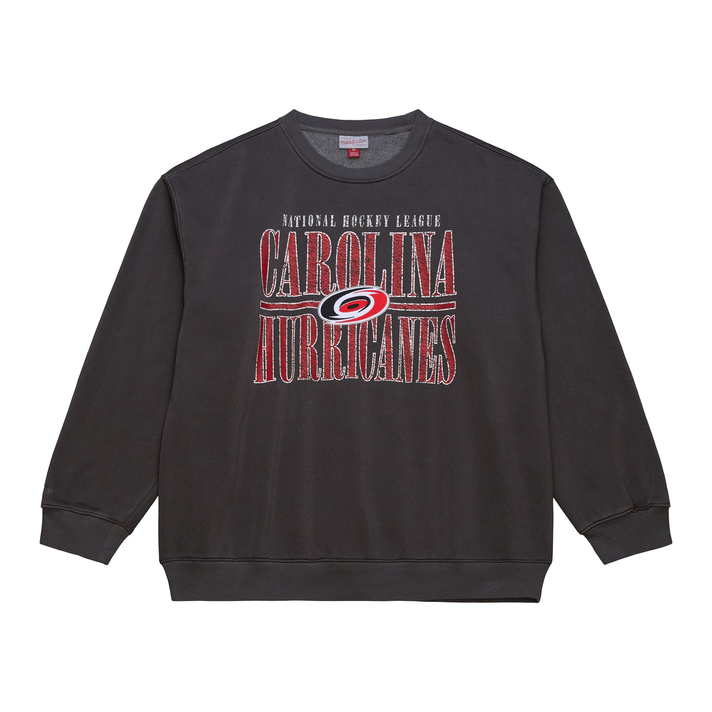 Front: Dark gray crew, "Carolina Hurricanes National Hockey League" graphic with Primary logo on front