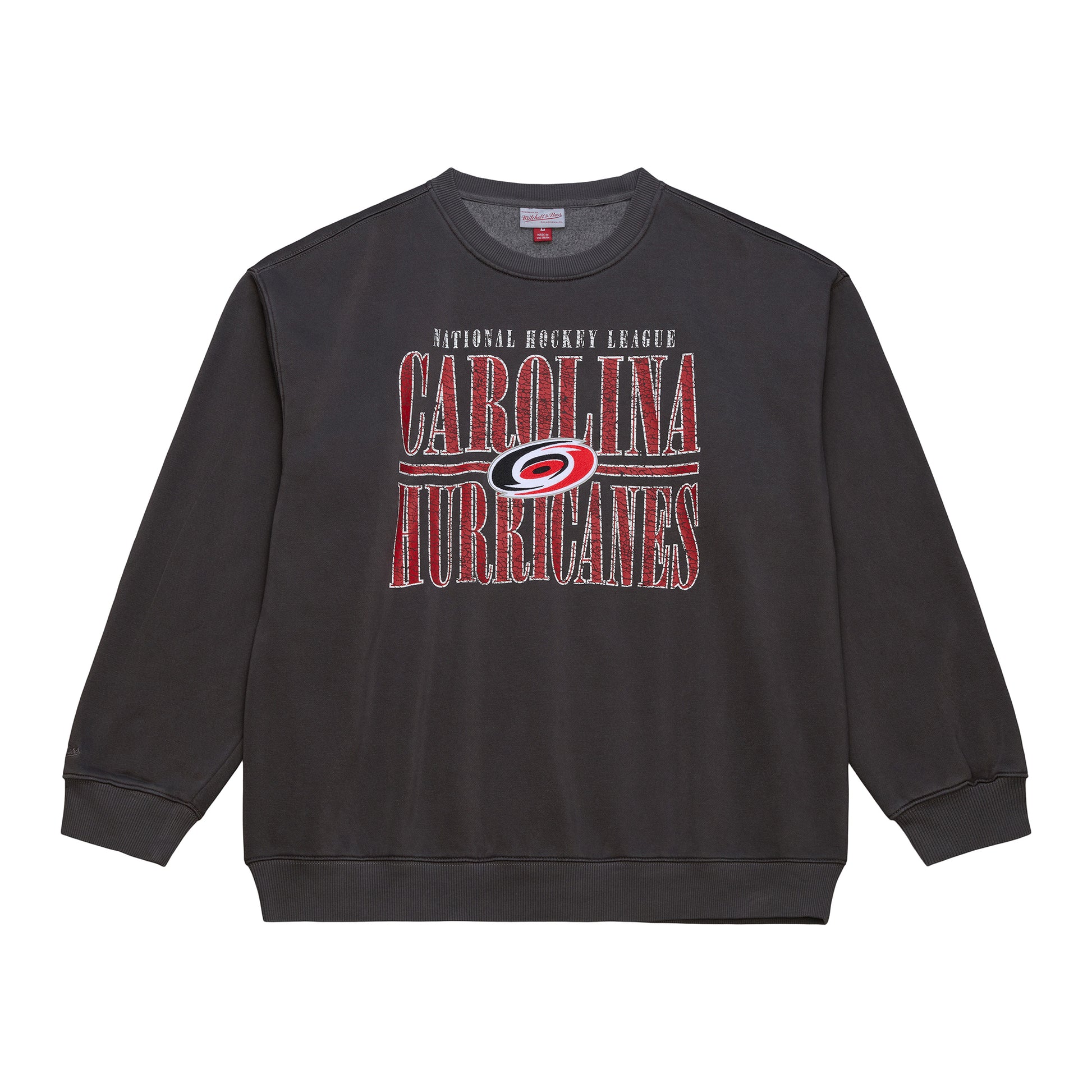 Front: Dark gray crew, "Carolina Hurricanes National Hockey League" graphic with Primary logo on front