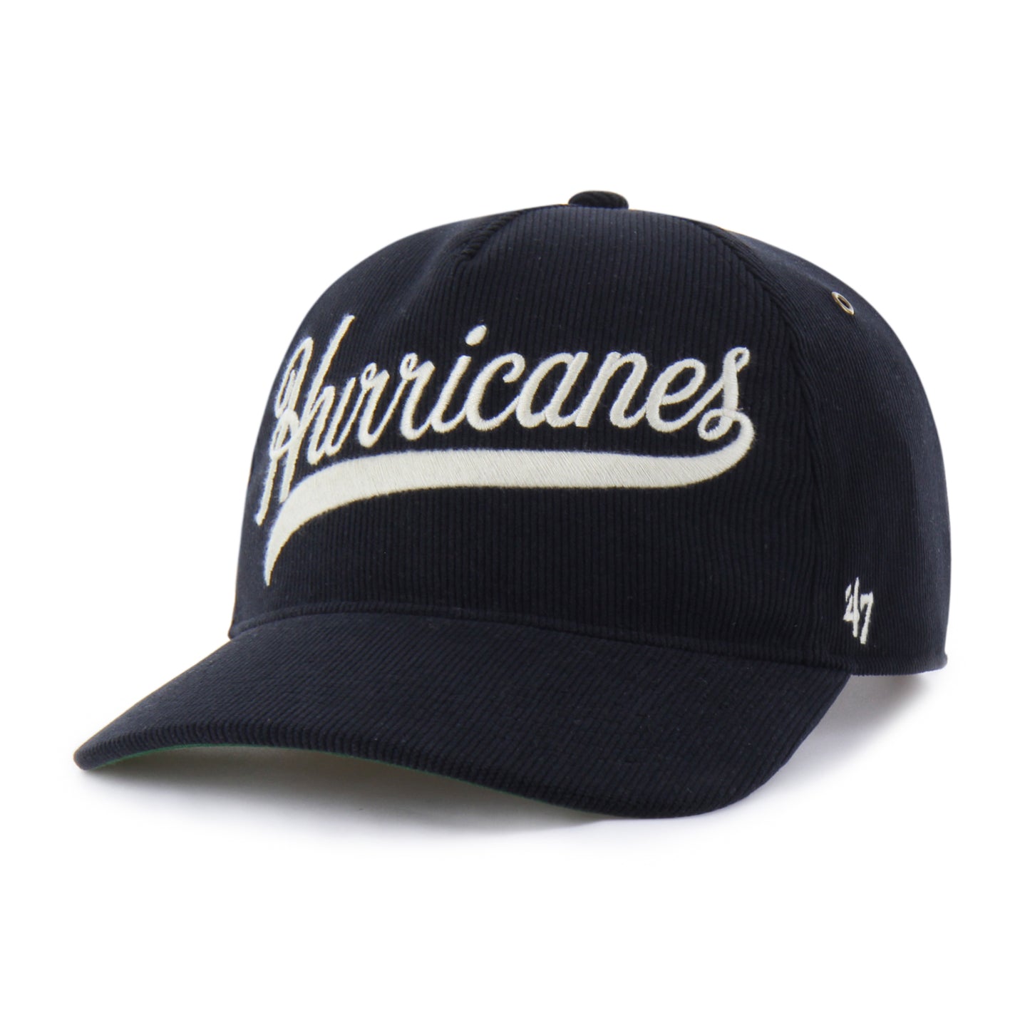Front: Black hat, "Hurricanes" in script in white on front, 47 logo on left