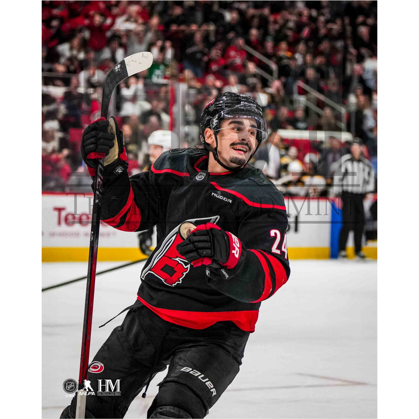 Photo of Seth Jarvis celebrating a goal during a home game