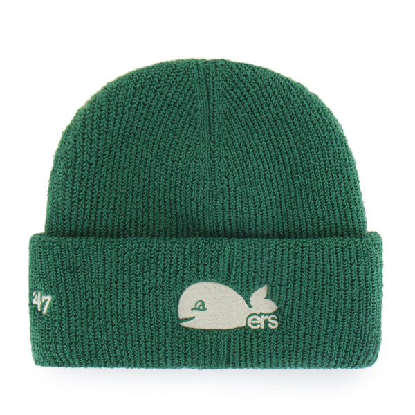 Back: White Pucky Whalers logo centered on cuff, white '47 logo on side