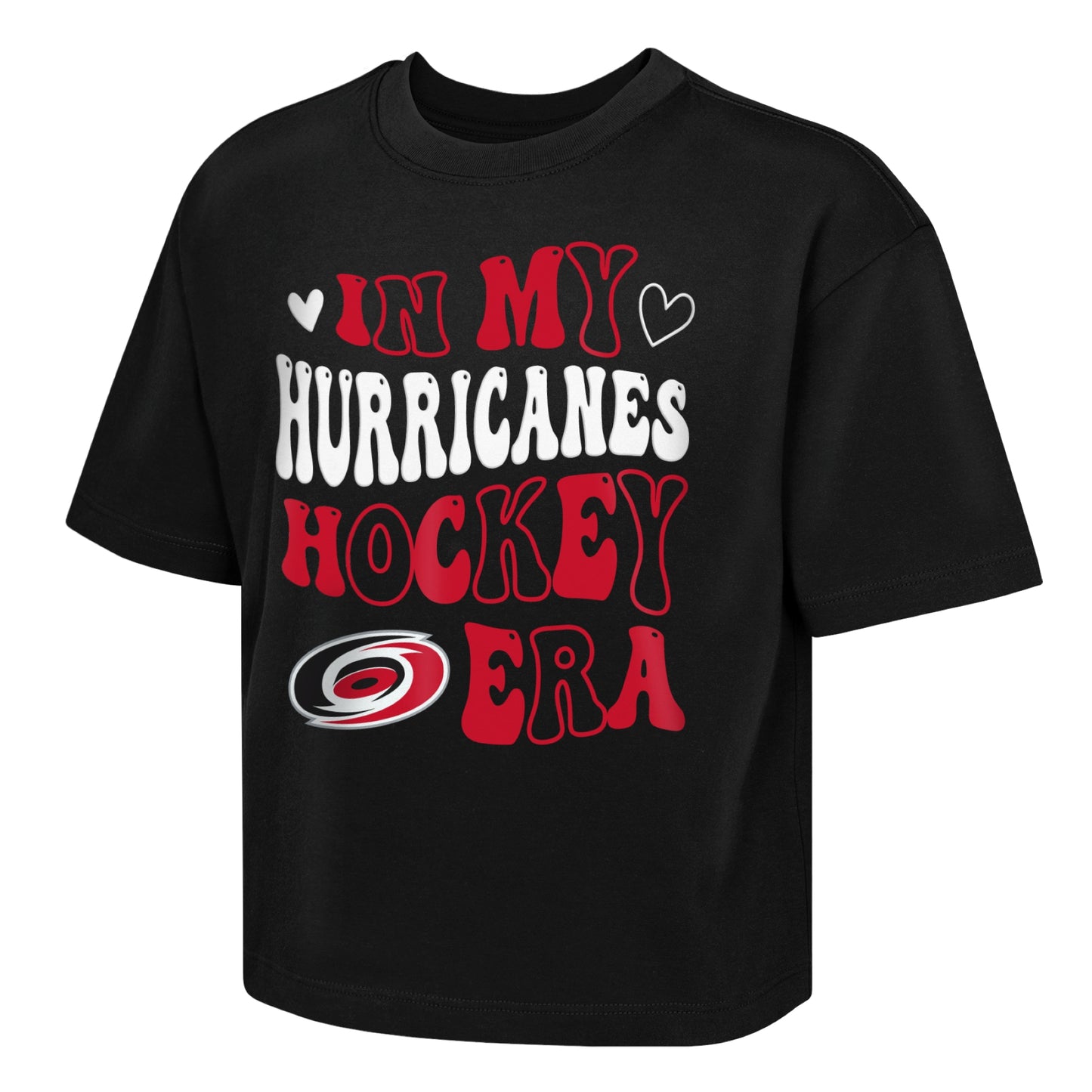 Black tee, "In My Hurricanes Hockey Era" design in red and white