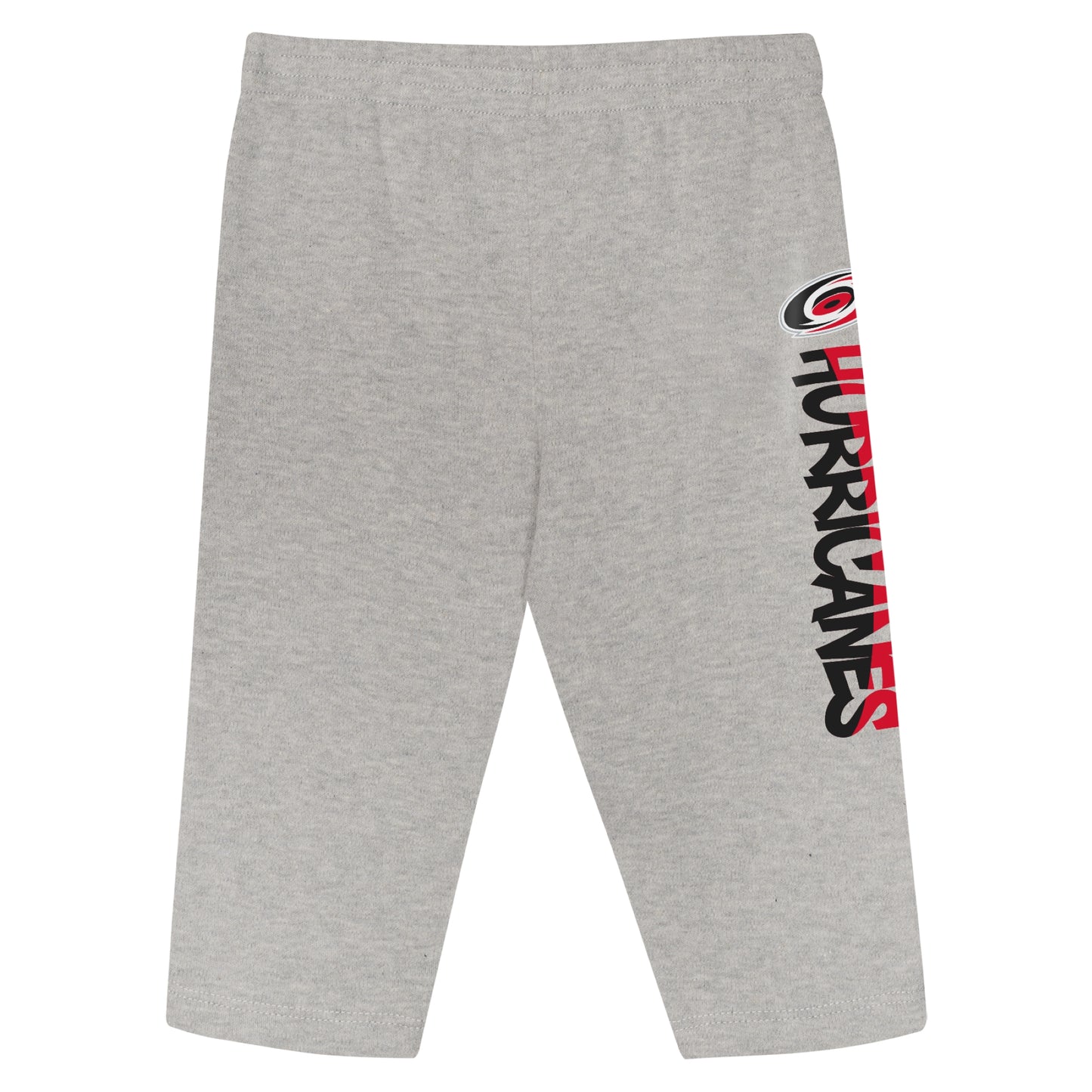 Grey pants, "HURRICANES" in red/black with Primary logo printed down left pant