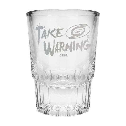 Shot Glass with "Take Warning" and the Hurricanes logo