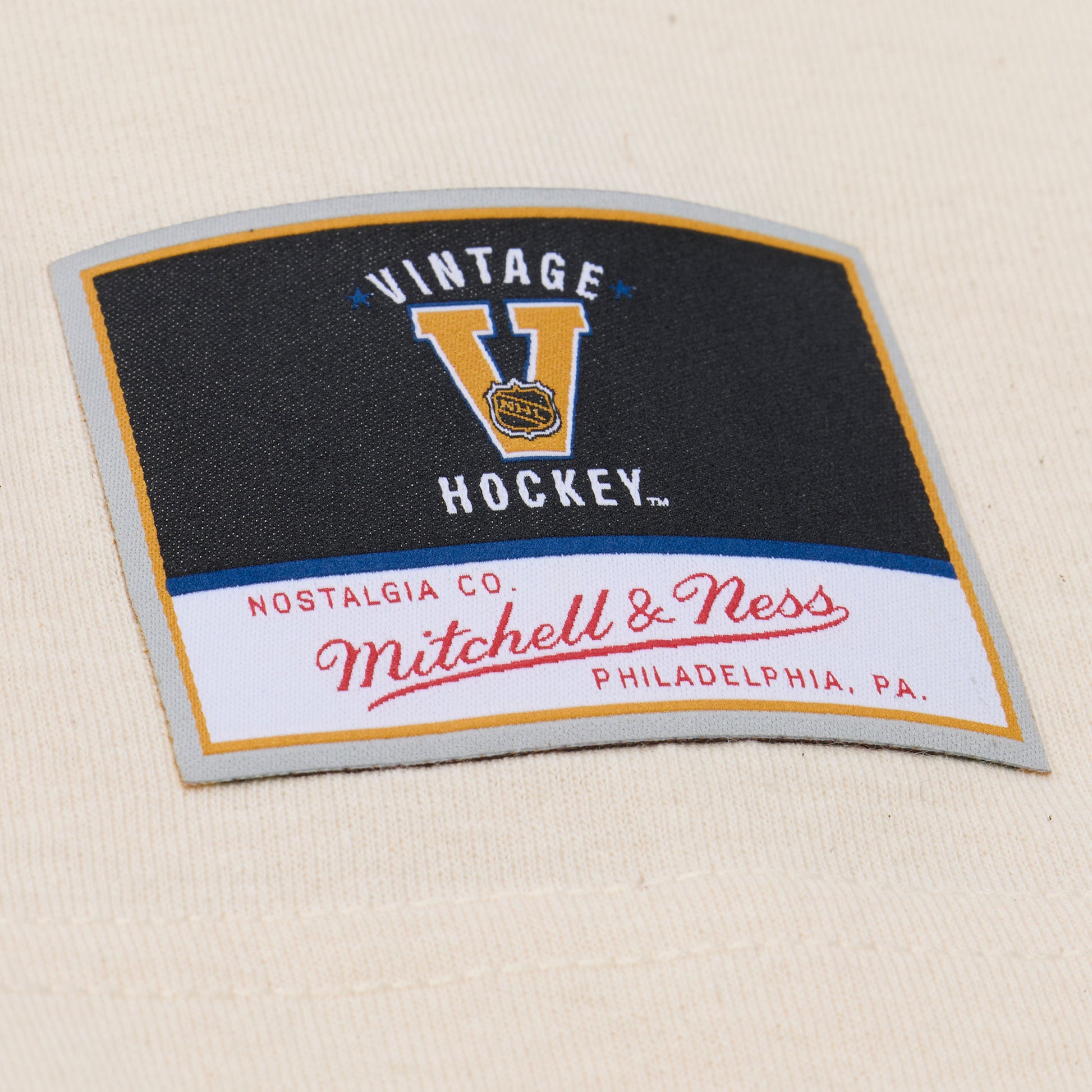 Close up of the Vintage Hockey Mitchell & Ness Tag
