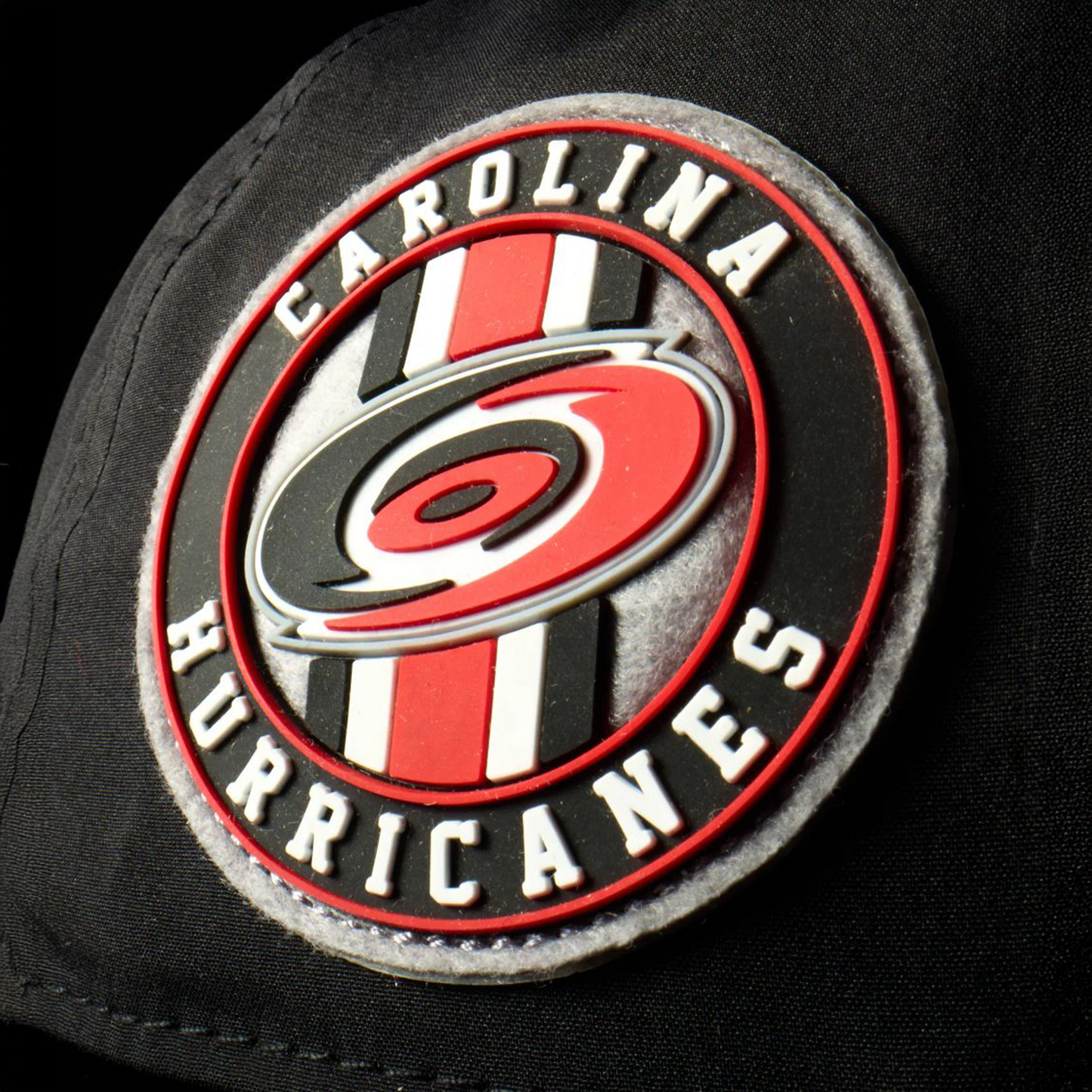 Close up of the patch on the right panel of the hat