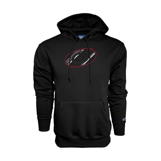 Black hood with reflective blackout Primary logo with red outline across chest