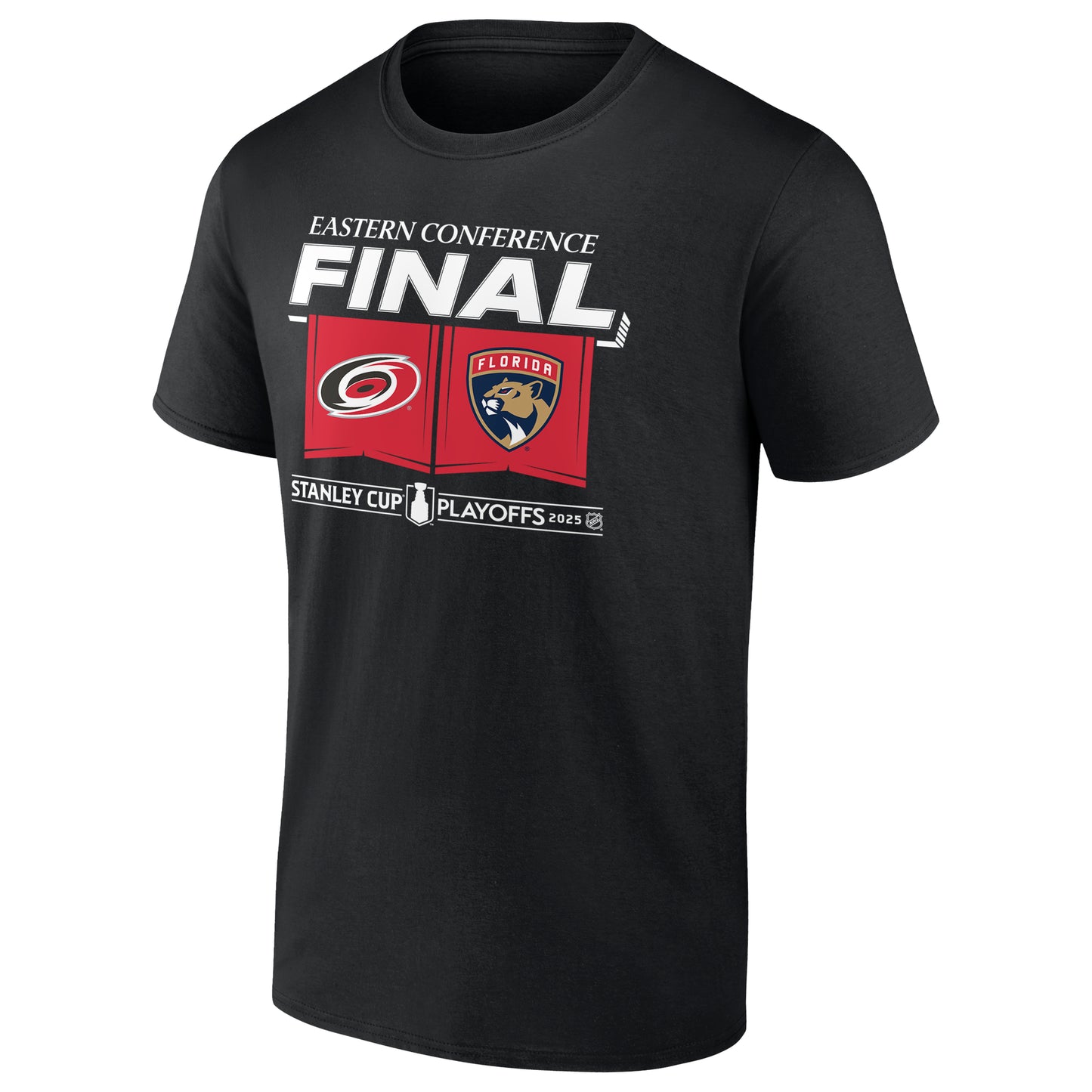 Front: Black tee, Eastern Conference Final Matchup graphic on front with Hurricanes and Panthers logos