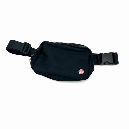 Black belt bag with red circular badge on bottom right with Hurricanes primary logo