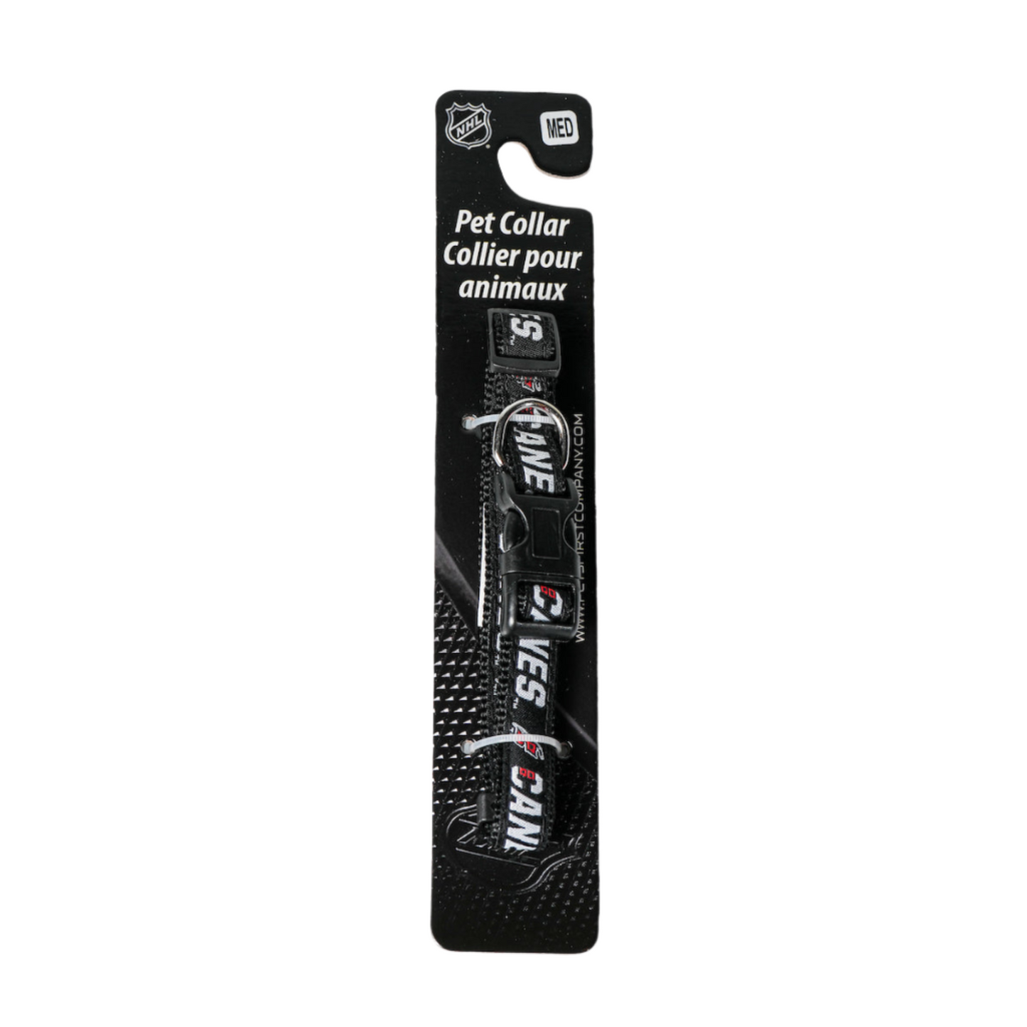 Black dog collar with Canes wordmark repeating