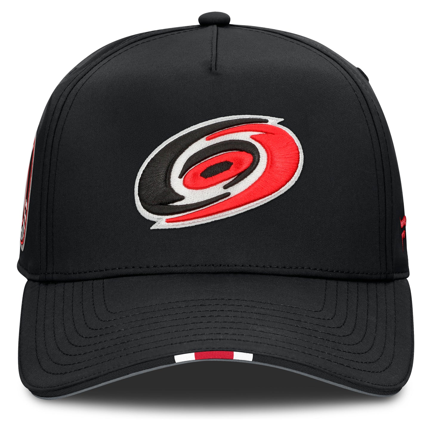 Front: Black hat, Hurricanes striping pattern on outer brim
