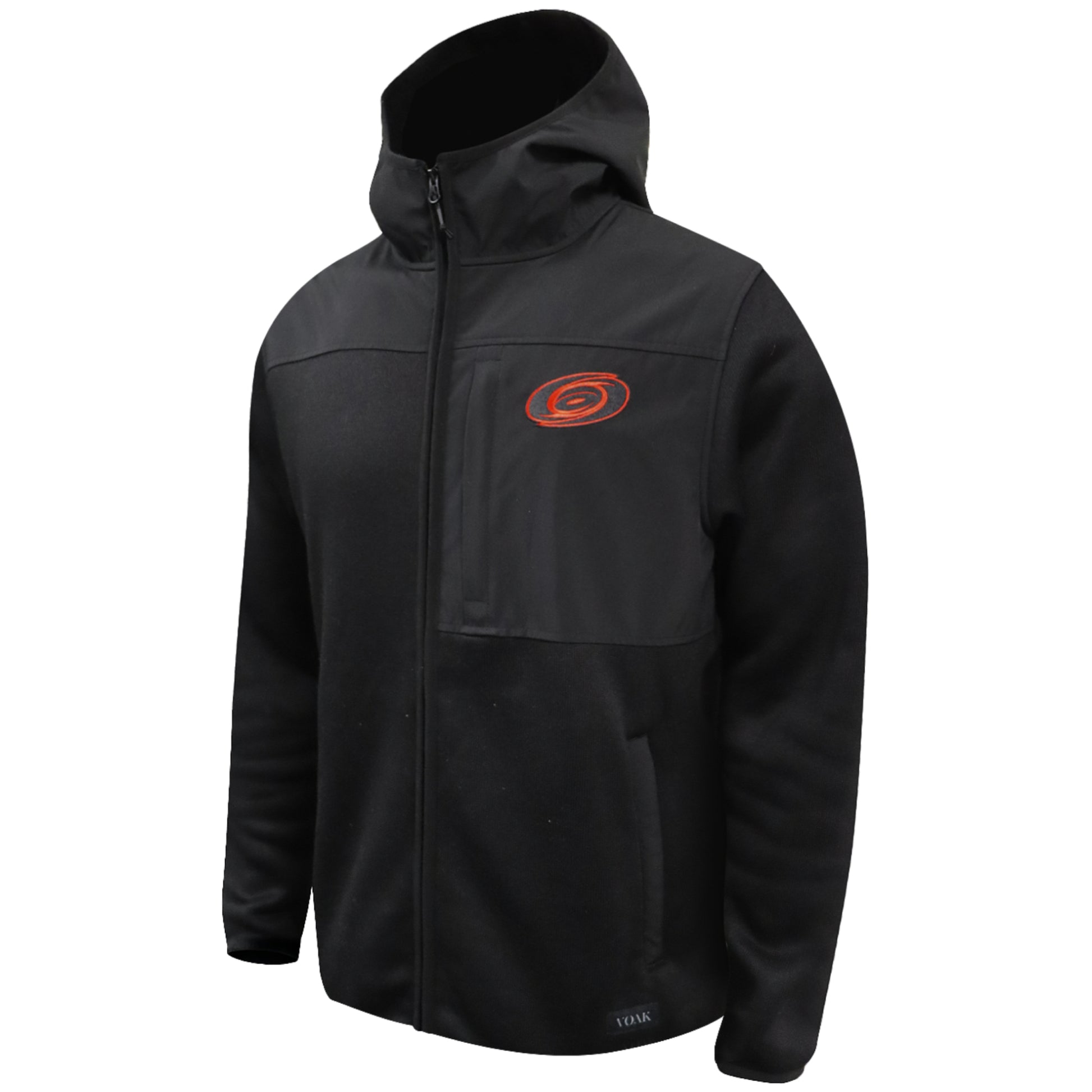 Black zip-up hoodie with Hurricanes Tonal logo on left chest