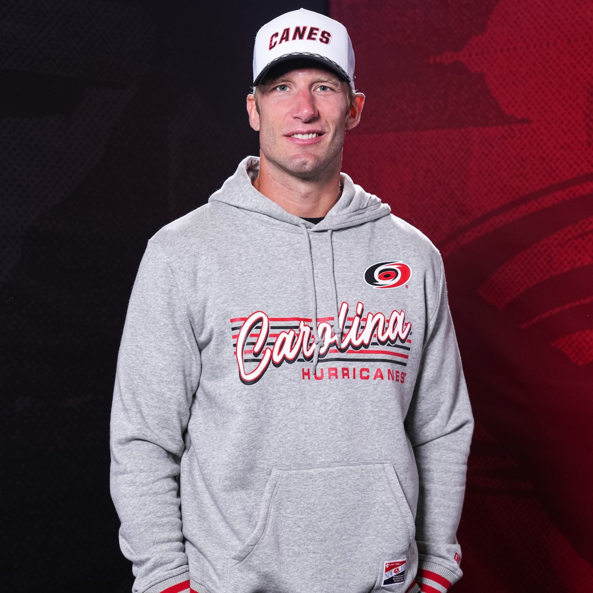 Hurricanes captain Jordan Staal wearing Hurricanes merchandise
