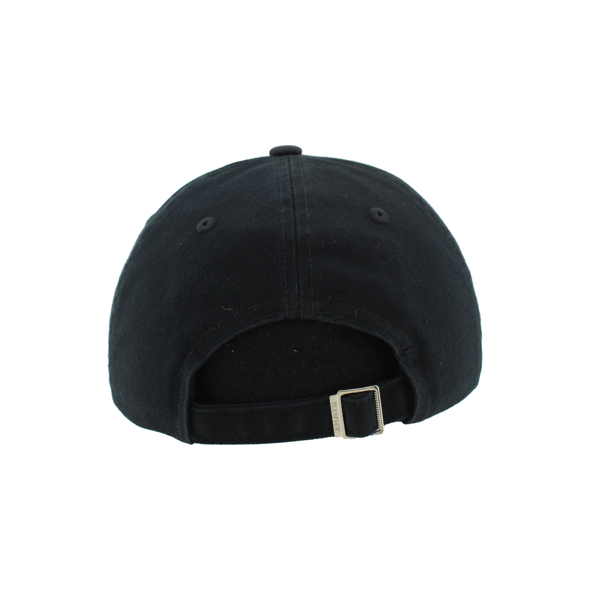 Back: Black adjustable strap with metal clasp