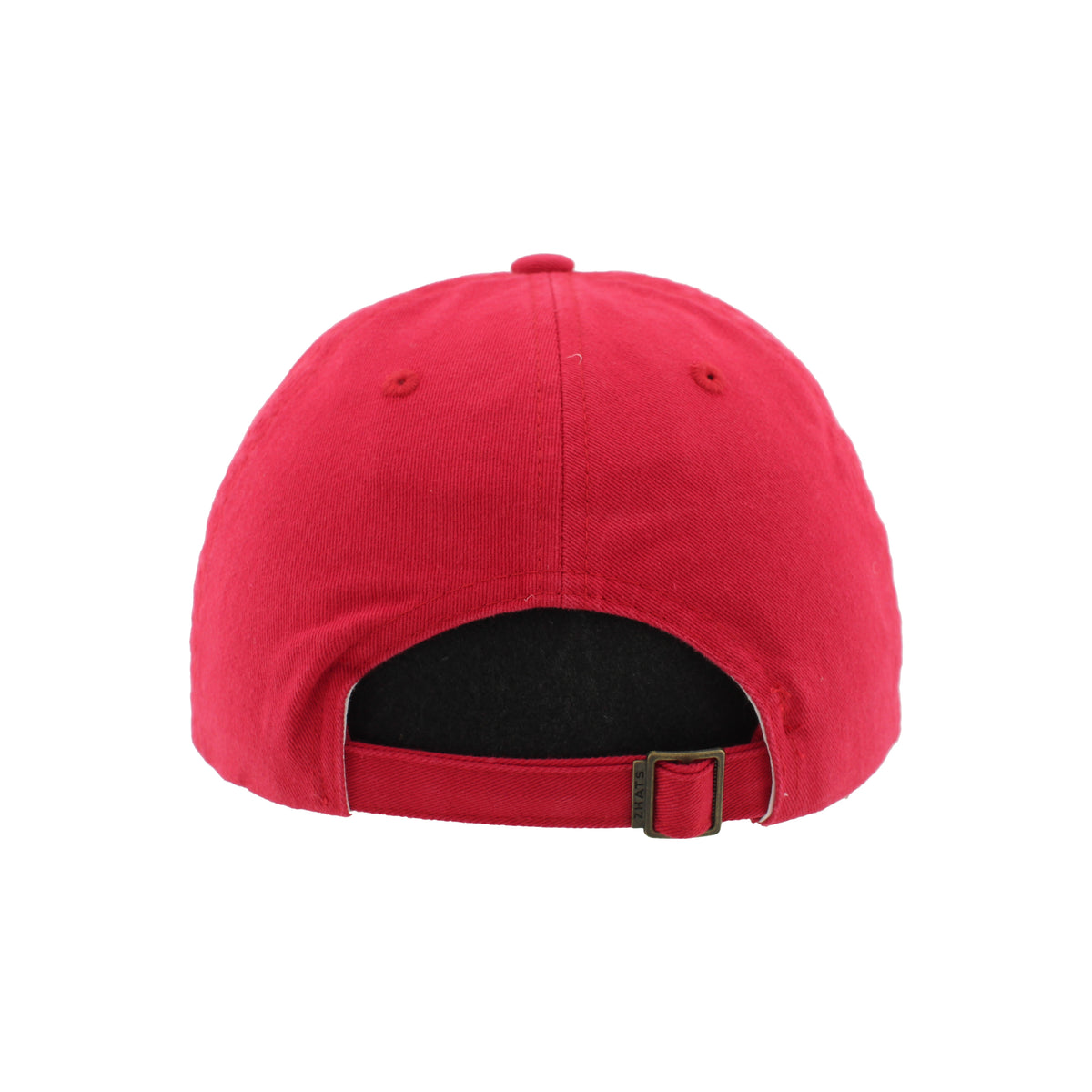 Back: Red adjustable strap with metal clasp