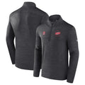 Front/Back: Dark gray quarter-zip with red artwork on the front