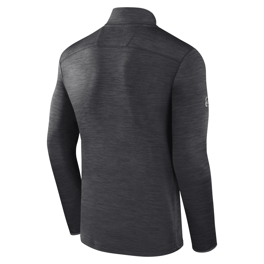 Back: Gray quarter-zip, NHL Shield on right sleeve