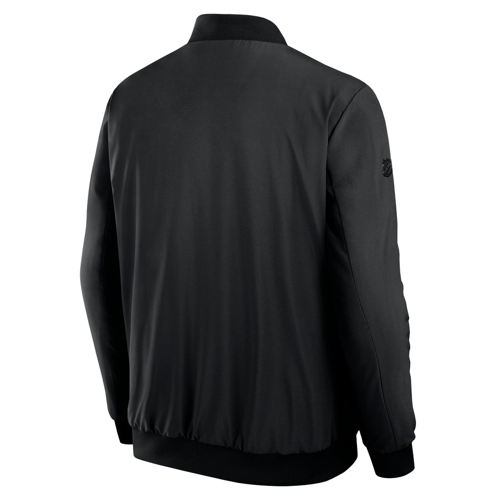 Back: Black bomber, blackout NHL shield on right sleeve