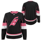 Front & Back: Black jersey with pink and white accents, pink and white Flags logo on front