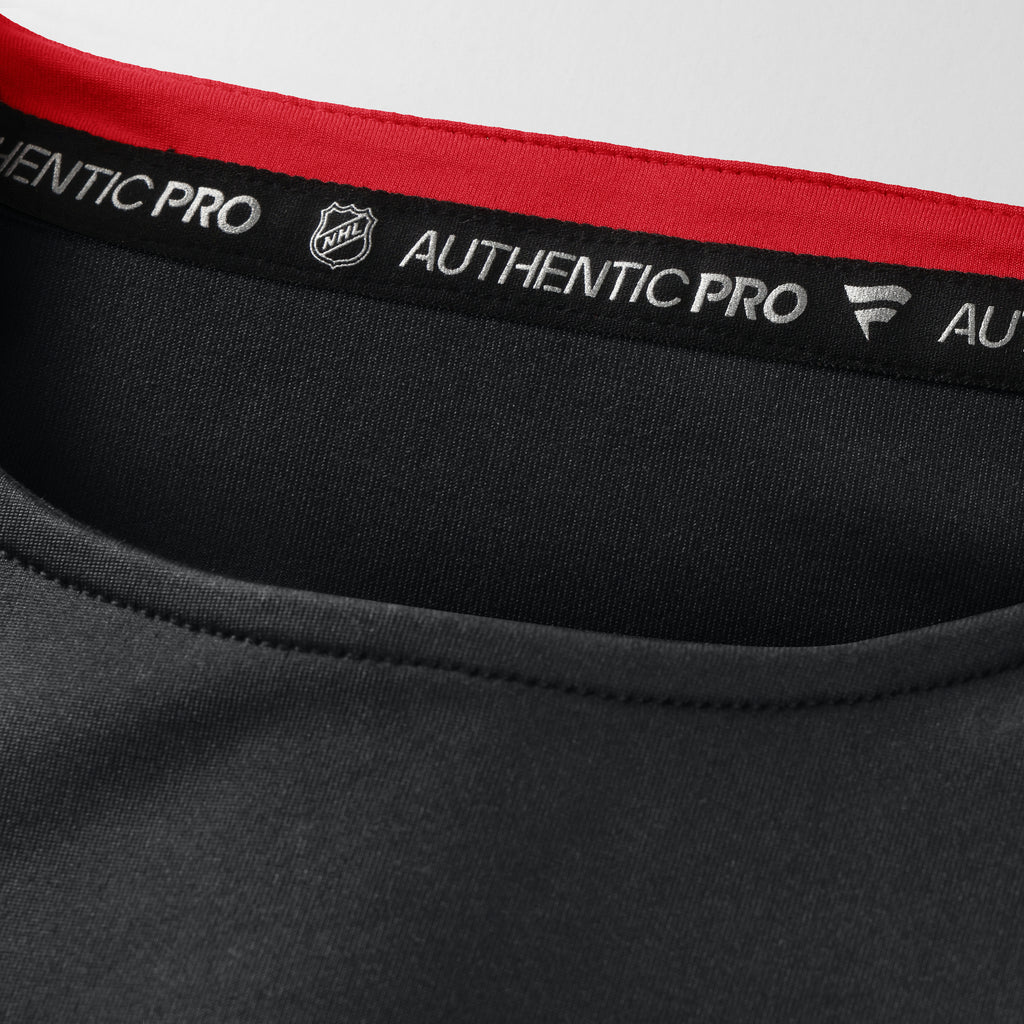 Close up of inner neckline with signature NHL Fanatics Authentic Pro wordmark