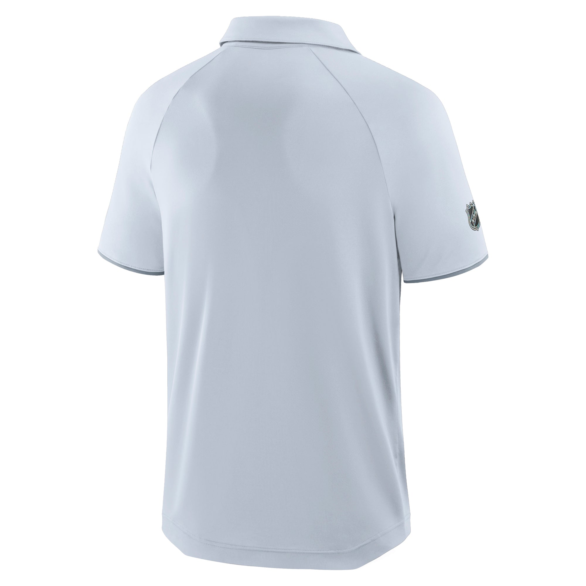 Back: Light grey polo, NHL Holographic Shield on right sleeve
