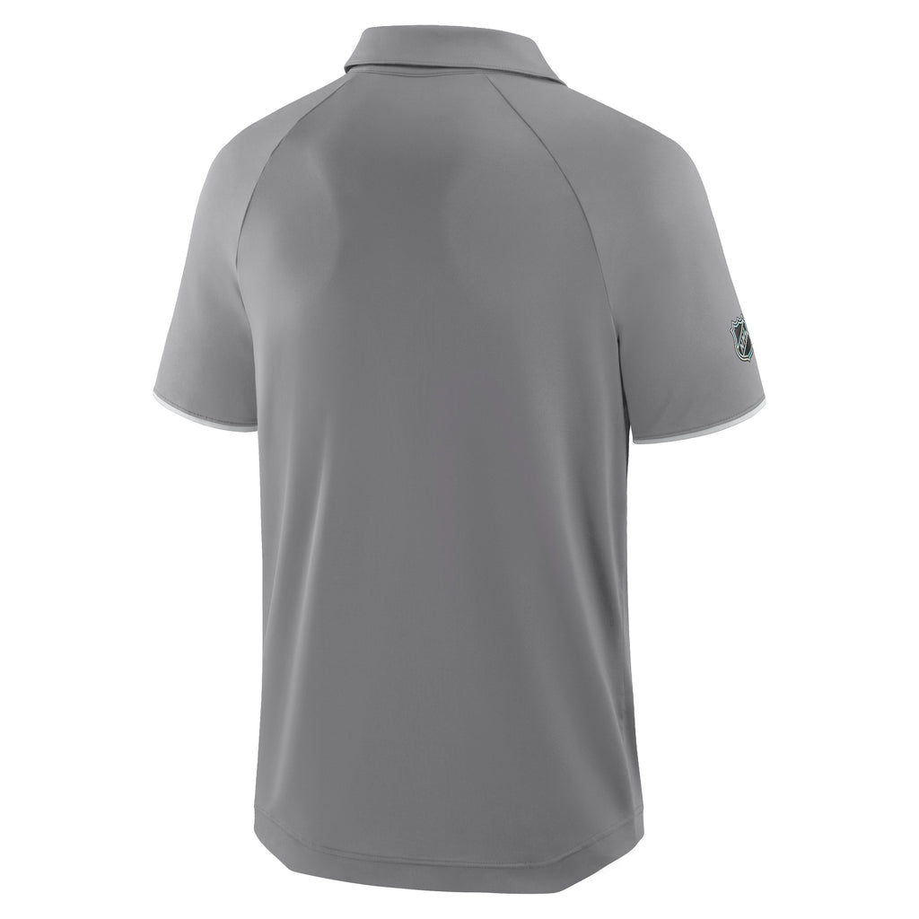 Back: Dark grey polo, Fanatics logo left sleeve, NHL holographic shield right sleeve