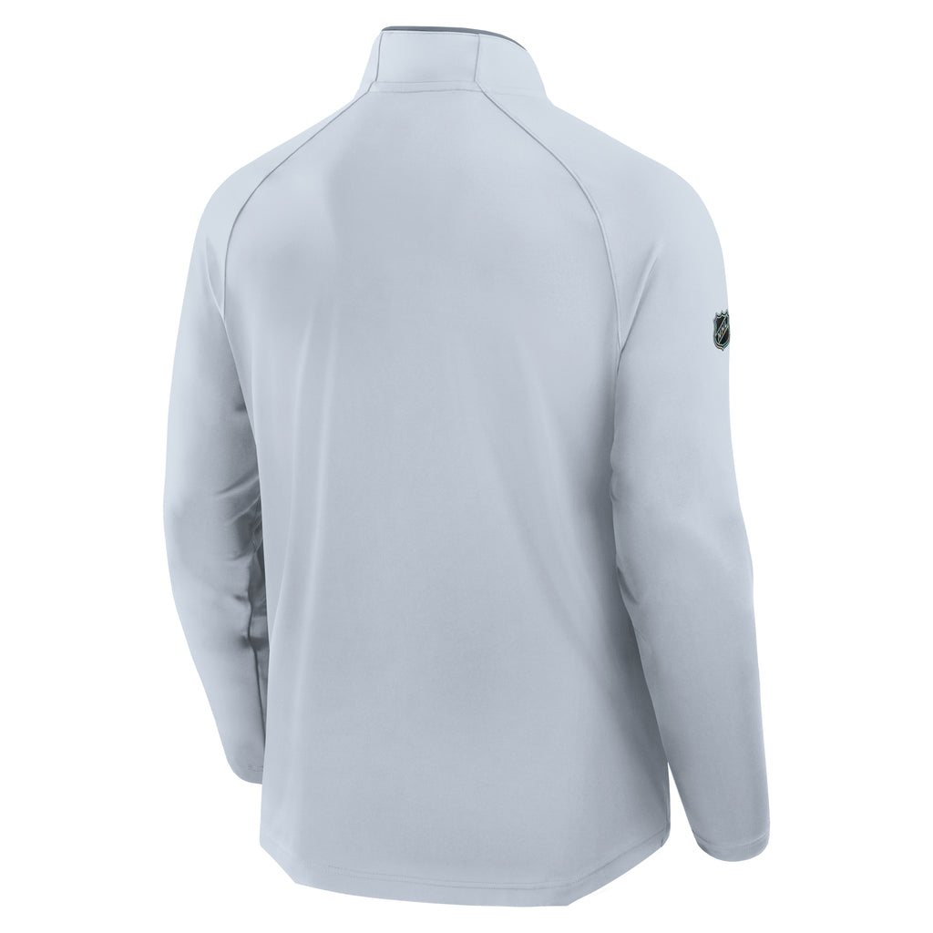 Back: NHL Shield on right sleeve, Fanatics logo on left sleeve