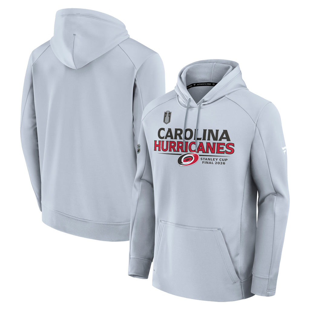 Front/Back: Light gray hoodie, "Carolinar Hurricanes Stanley Cup Final 2026" art on front