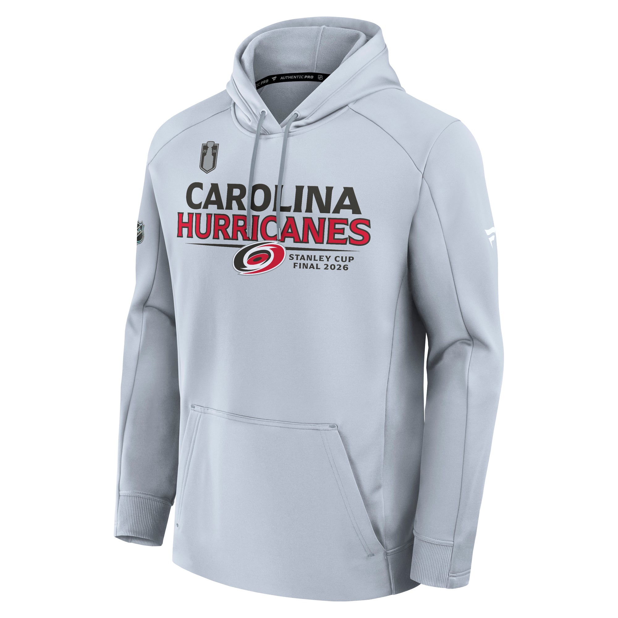 Front: "CAROLINA HURRICANES STANLEY CUP FINAL 2026" in red/black with Primary/Stanley Cup logos