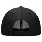 Back: Black hat, black snapback straps