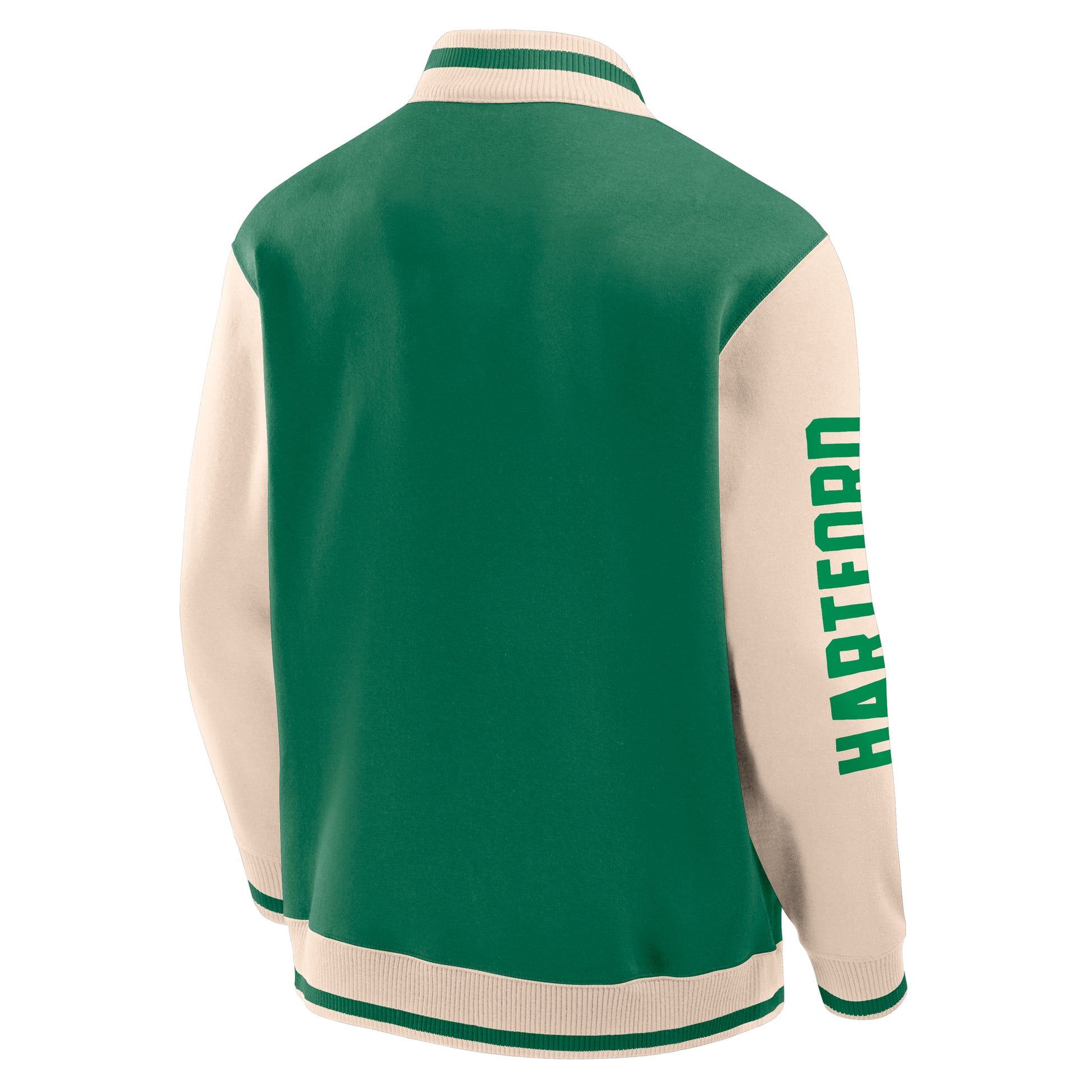 Back: "HARTFORD" in green on right sleeve, "WHALERS" on left sleeve