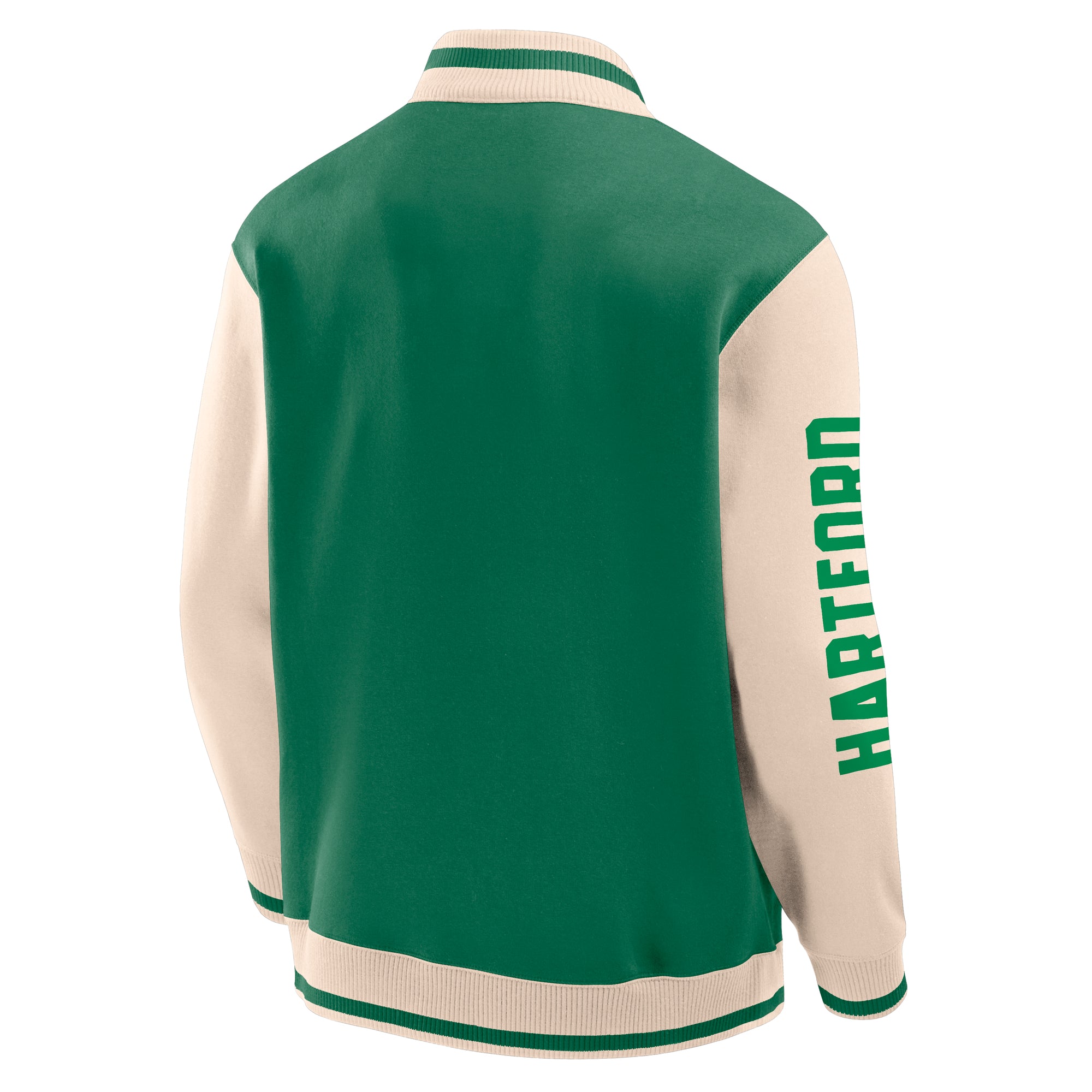Back: "HARTFORD" in green on right sleeve, "WHALERS" on left sleeve