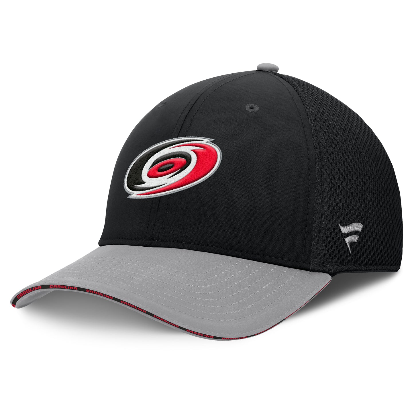 Front: Black hat with gray brim, Primary logo on front, Fanatics logo on left