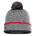 Back: Gray cuffed beanie, red trim and black Fanatics logo on cuff