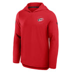 Front: Primary logo on left chest with light red circle around it- reads "Property of Carolina"