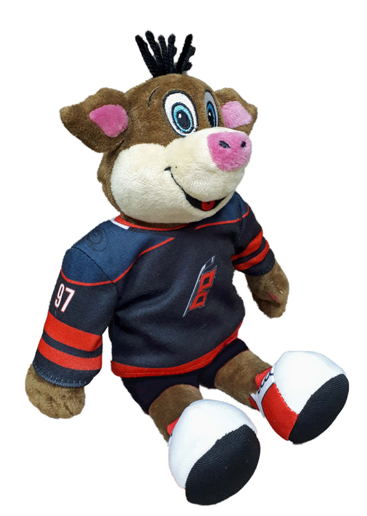 10" plush Stormy the Ice Hog wearing Hurricanes black jersey